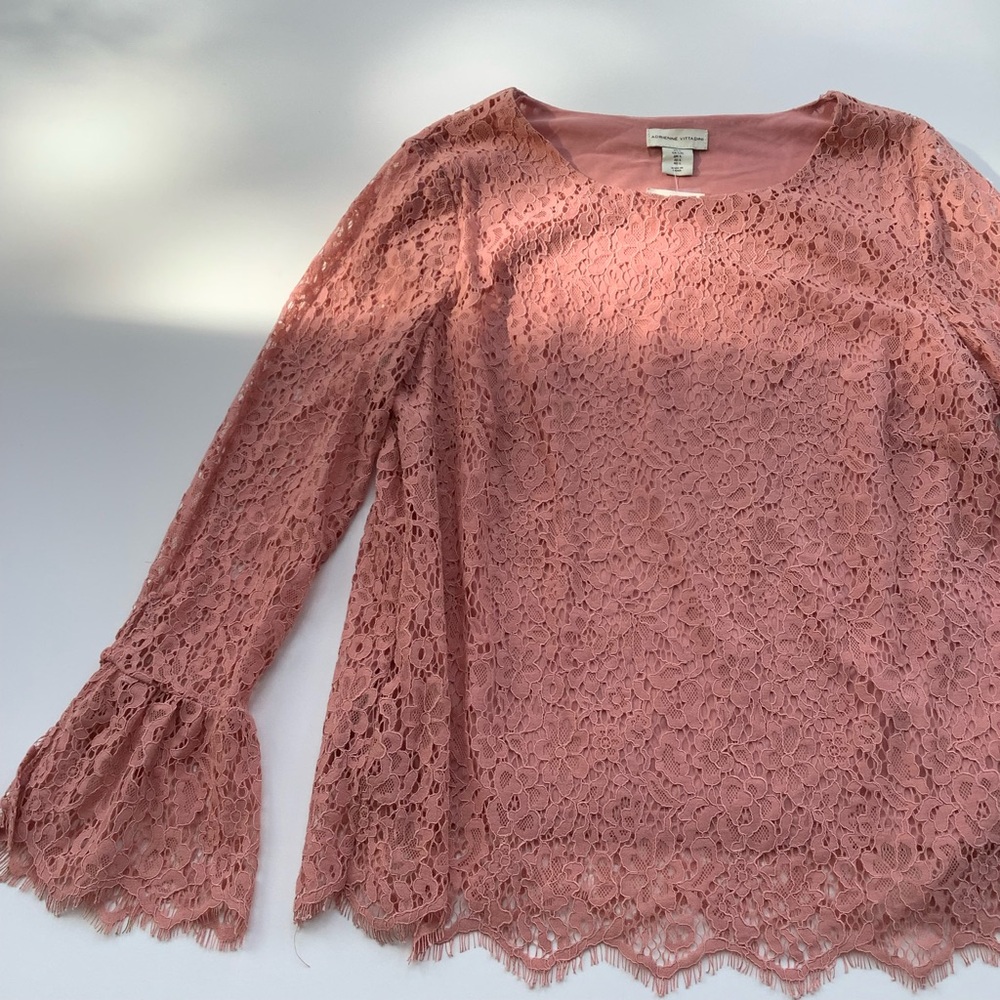 Boho Blush Pink Lace Long Sleeve Top